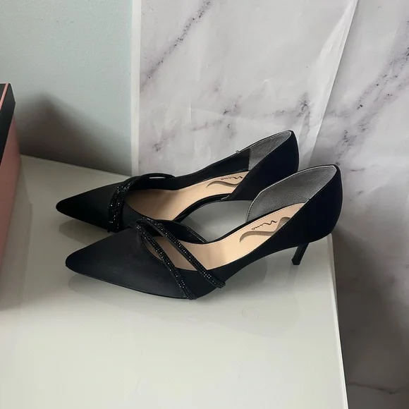 NINA - NEVIN LS BLACK LUSTER HEELS RHINESTONE DETAIL WOMENS SIZE 11 NEW IN BOX - Picture 4 of 8